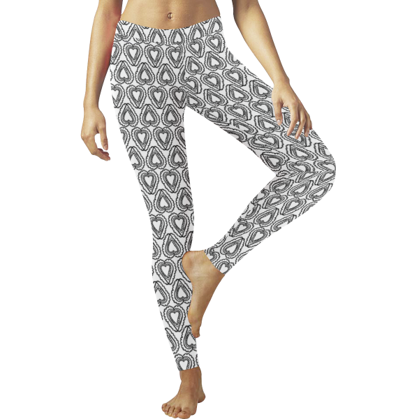 Hearts Black and White Low Rise Leggings – BollyDoll