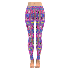 Pink and Blue Tights on Paisley Low Rise Leggings