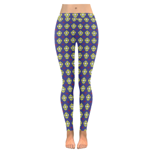 Blue and Yellow Geo Low Rise Leggings