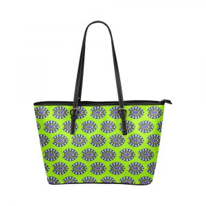 Coral Fish Green Pattern Leather Tote Bag