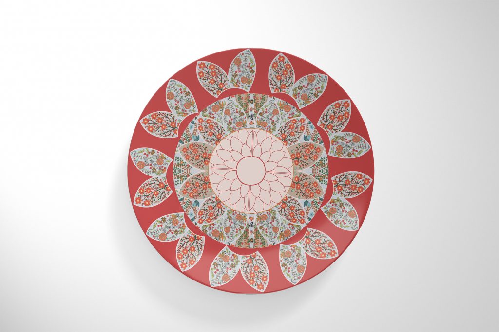Extravagant Floral on Red Dinnerware Plate BollyDoll