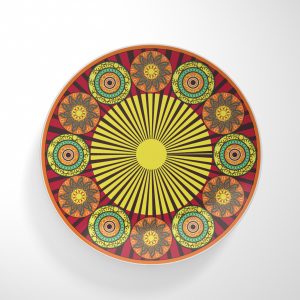 Flower Wheels Red Base with Spokes Dinnerware Plate