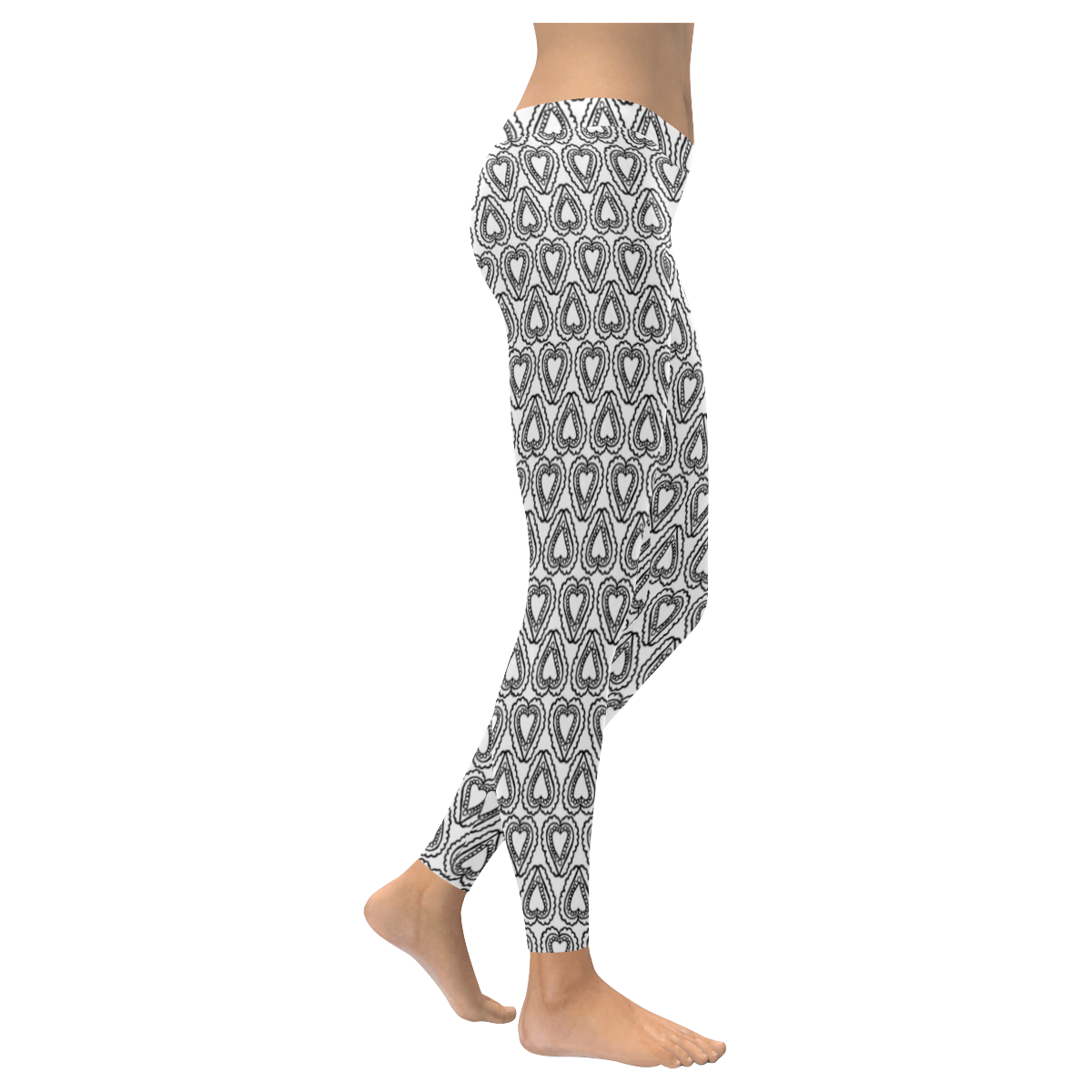 Hearts Black and White Low Rise Leggings – BollyDoll