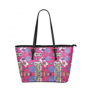 Fish Frame Coral Pattern Leather Tote Bag