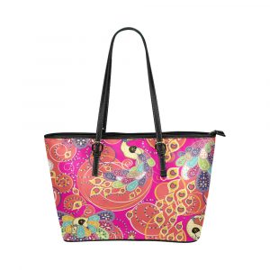 Summer Peacock Leather Tote Bag