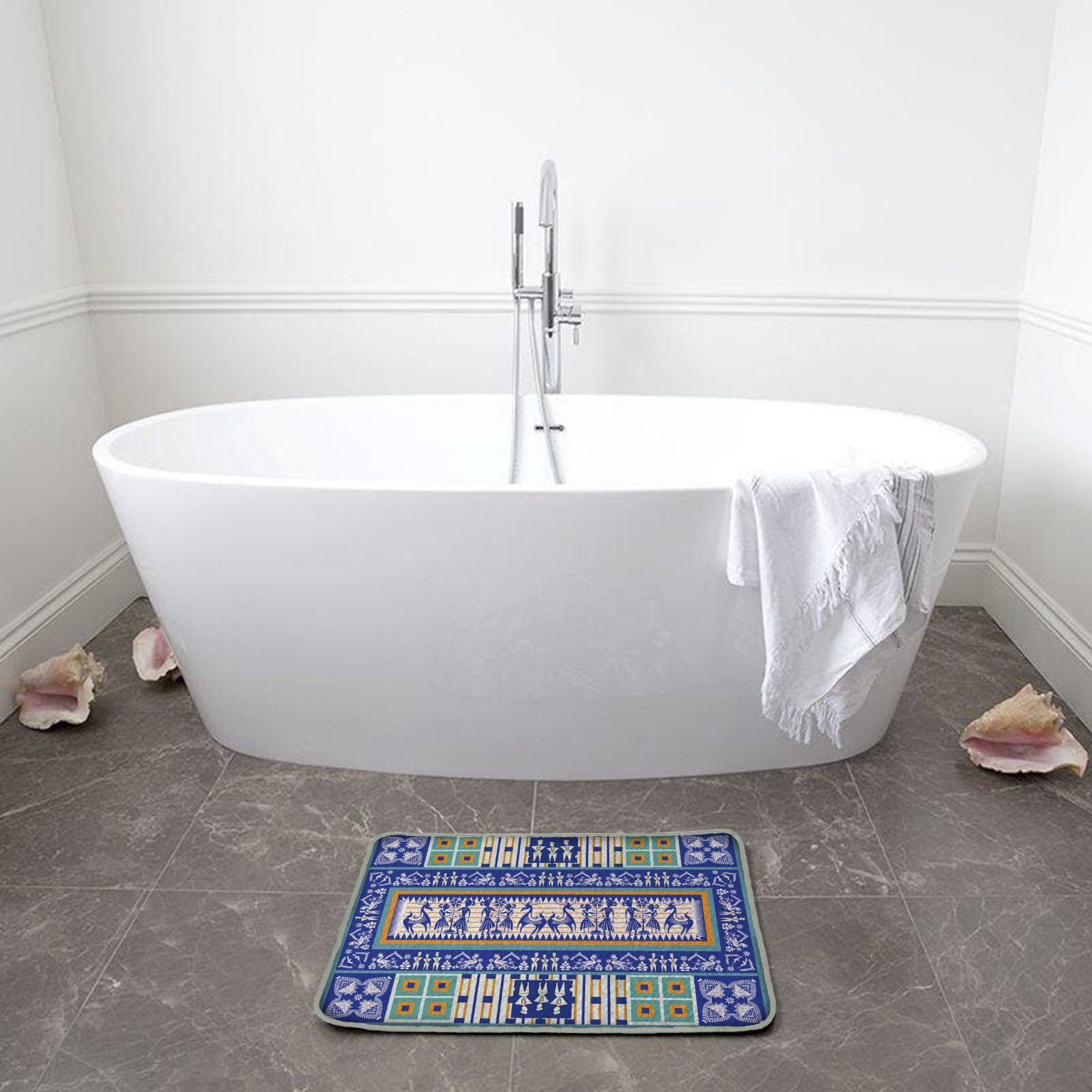 Blue and Gold Bath Mat BollyDoll