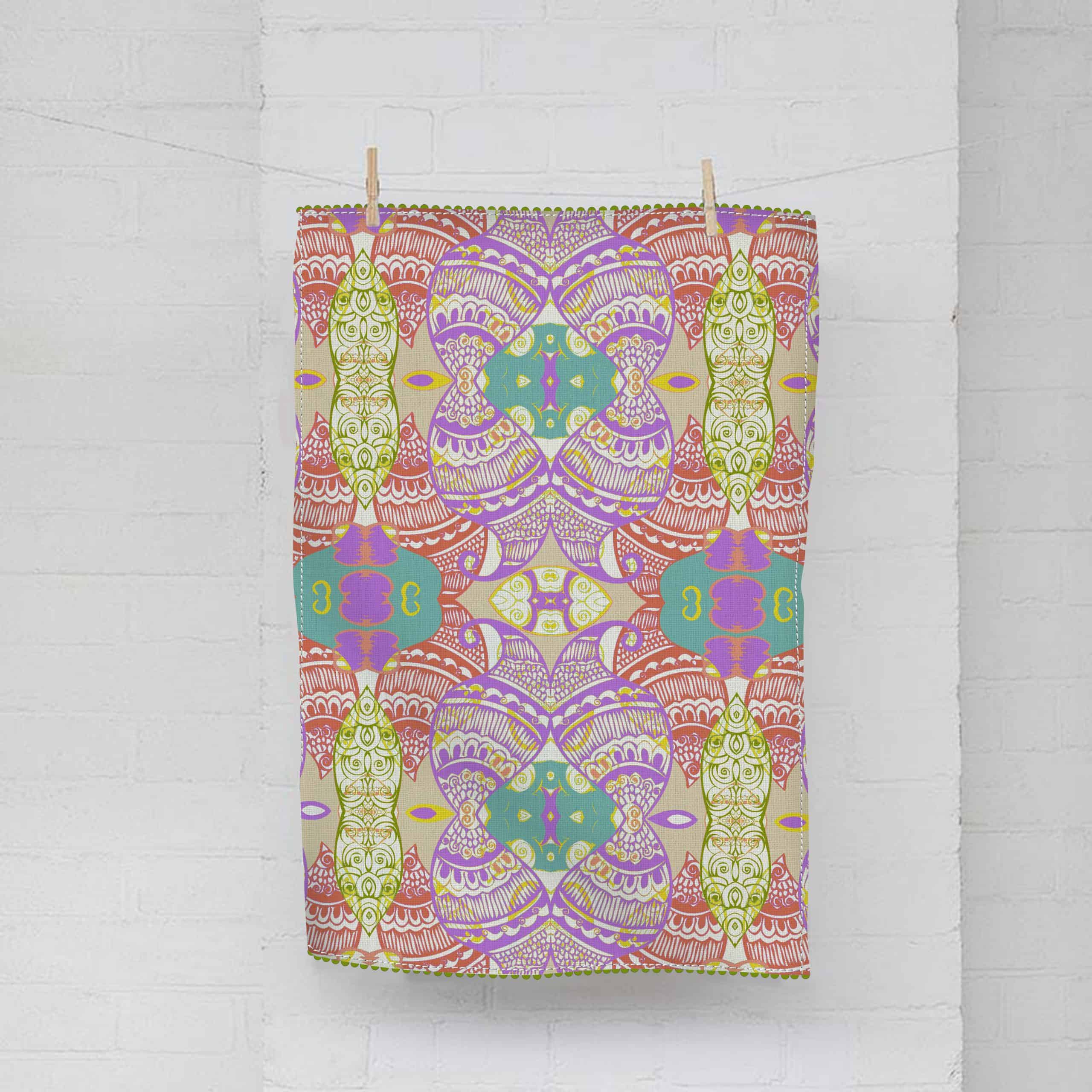 Purple Pastel Wire Henna With Border Dish Towel – BollyDoll